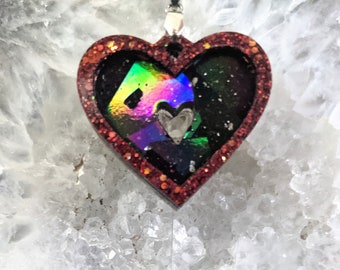 Holographic Orgonite Heart Pendant