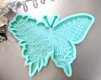 Grote 8" Butterfly Hibiscus siliconen mal / Butterfly Flower Mandala Hars Mold / Concrete Mold / Soap Mold