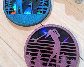 Pair of Holographic Golf Coasters