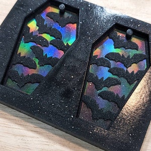 Holographic Coffin Silicone Mold: Bats, Resin Earring/Pendant