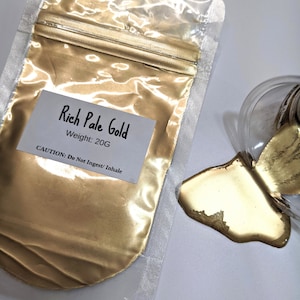 Premium Float Effect Metallic Mica / Rich Pale Gold / Epoxy Resin / NEW / Super Fine / Alcohol Ink / Float to Top Mica Pigment / Gold