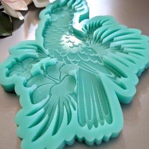 Feathered Parrot Hibiscus Coaster-Size Silicone Mold / Resin Mold / Concrete Mold image 3