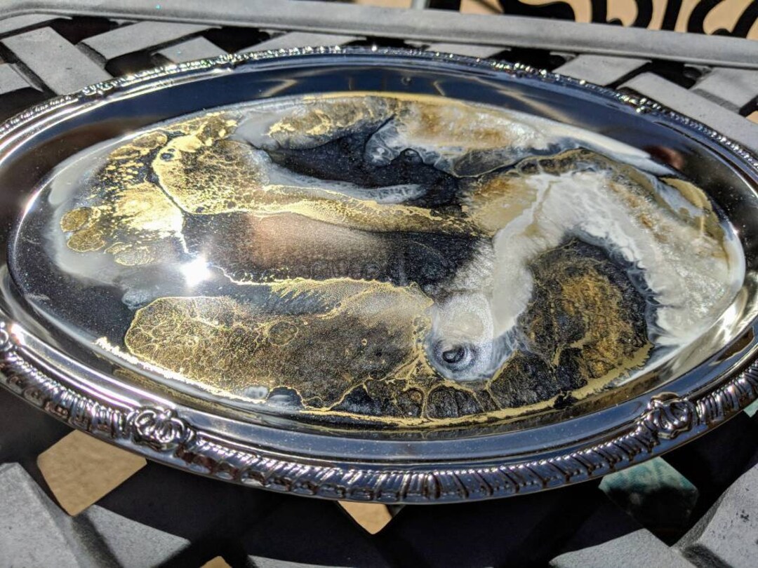 Decorative Black White & Gold Display Tray Etsy