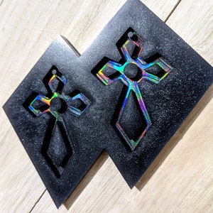 Holographic Etched Cross Silicone Earring Mold / Pendant Mold / Resin Mold