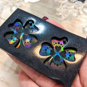 Holo 4-Leaf Clover Shamrock Silicone Earring Mold / Resin Mold / Luck of the Irish Mold