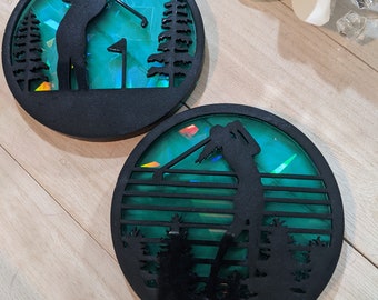 Pair of Holographic Golf Coasters