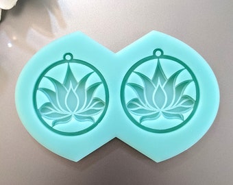 Etched Lotus Flower Silicone Earring Mold