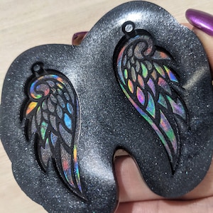 Holographic Etched Angel Wing Silicone Earring Mold / Resin Mold