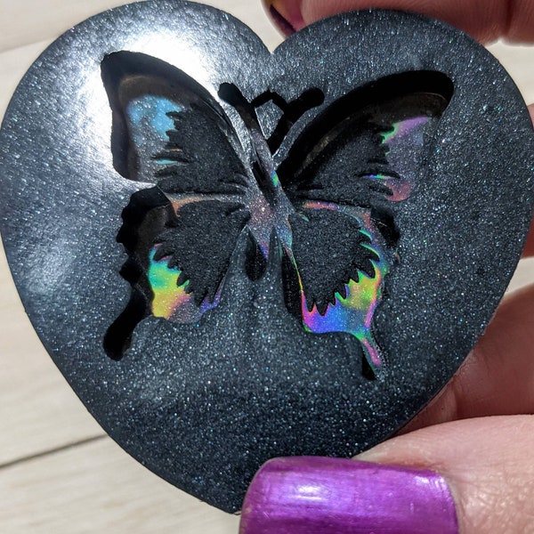 Holographic Etched Butterfly Silicone Pendant Mold / Key Chain Mold / Resin Mold