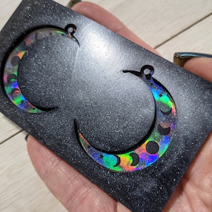 Holographic Moon Phase & Stars Silicone Earring Mold / Resin Mold