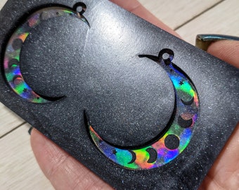 Holographic Moon Phase & Stars Silicone Earring Mold / Resin Mold