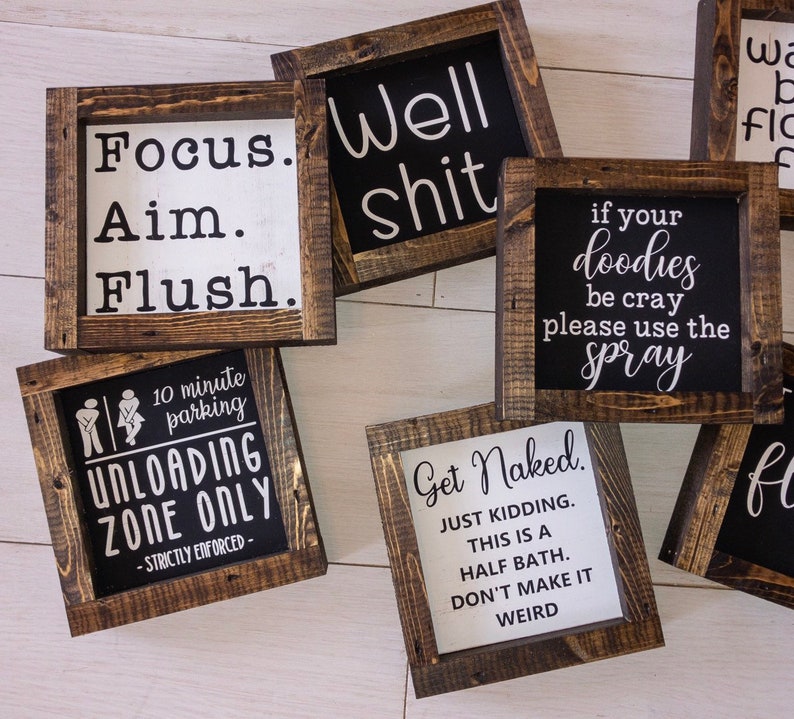 Funny Bathroom Signs Bathroom Shelf Decor Funny Gift Funny Etsy