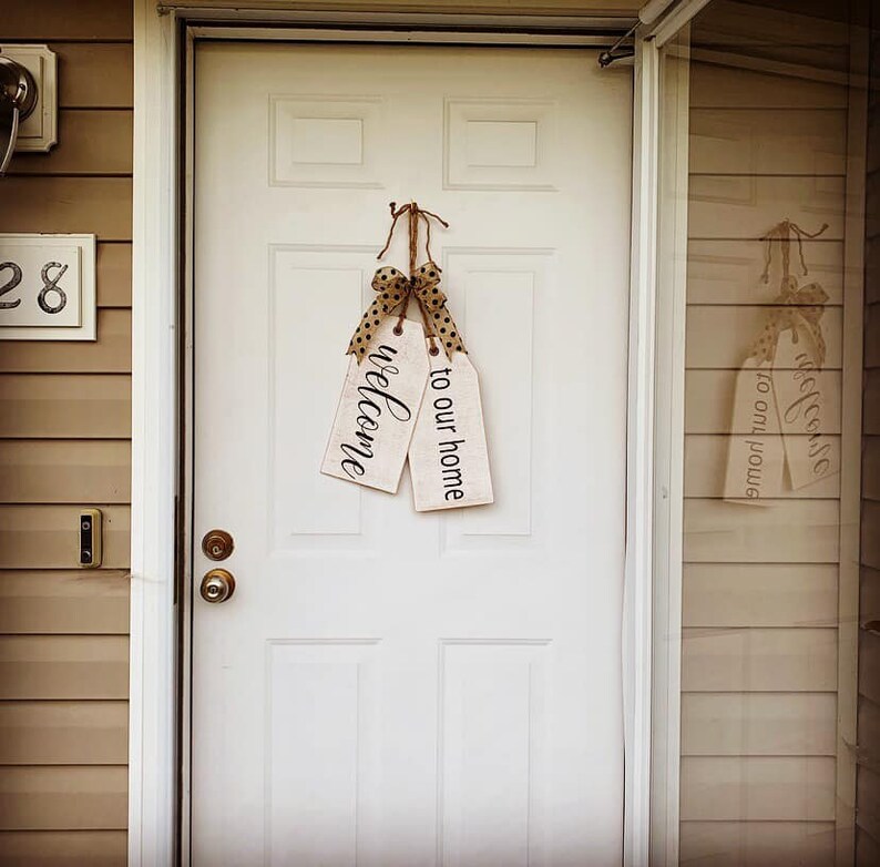 Wooden Door Tags Welcome To Our Home Decor Front Housewarming Gift Sign Rustic Hanger