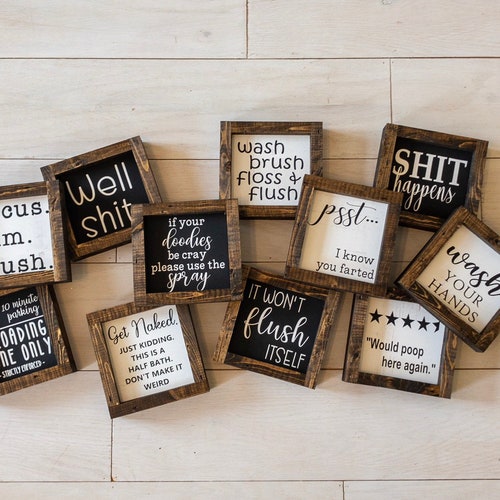 Bathroom Signs Mini Funny Cute Bathroom Decor Shelf | Etsy