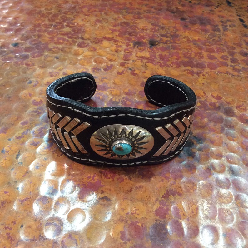 MENS And Womens Adjustable Leather Sterling Silver Cuff Bracelets