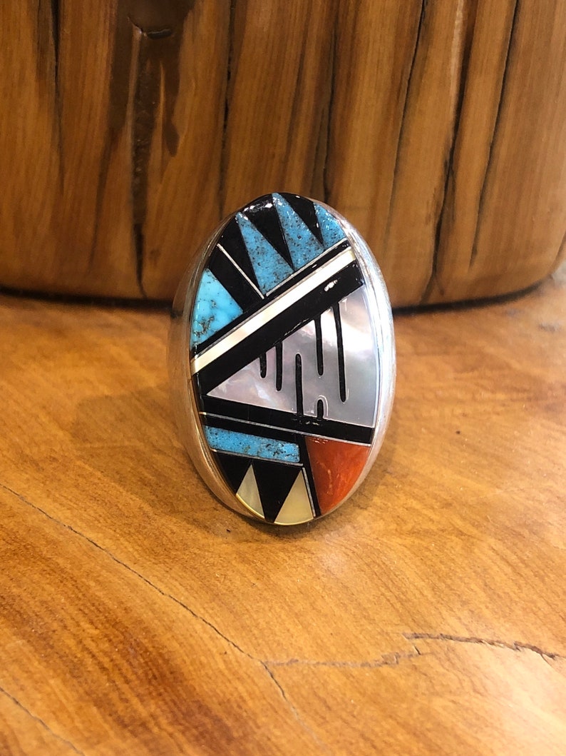 Mens Zuni Multi stone inlay Ring