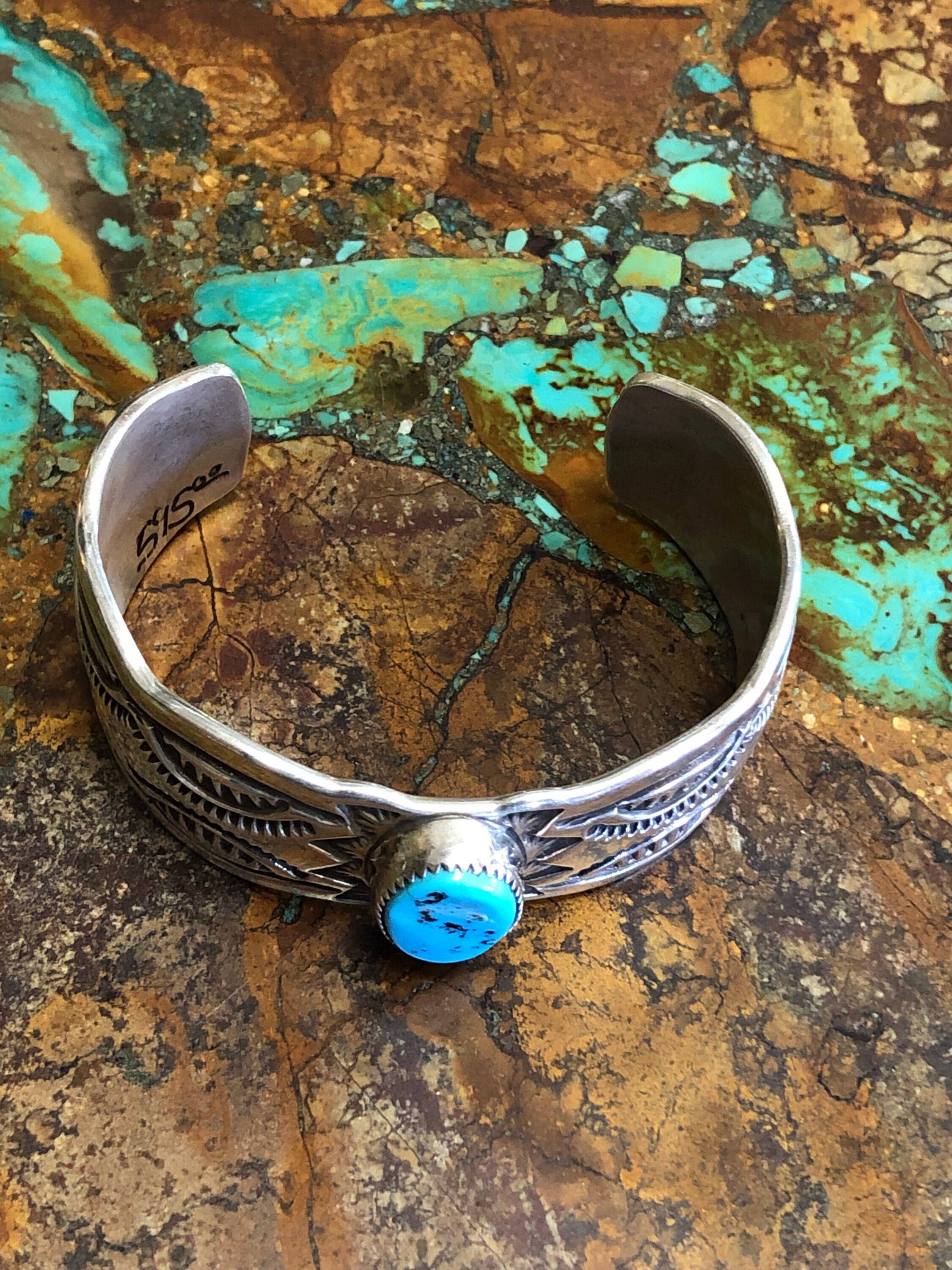 Mens Turquoise Sterling silver Cuff Bracelet Etsy