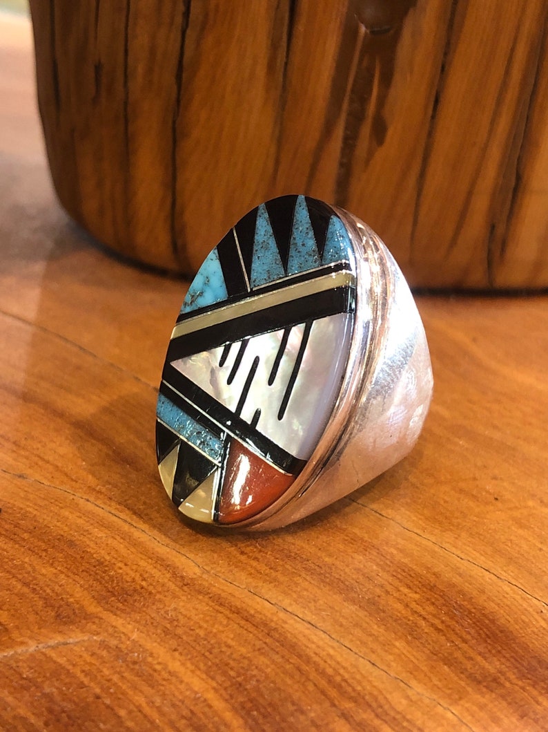 Mens Zuni Multi stone inlay Ring