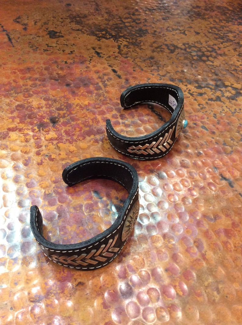 MENS And Womens Adjustable Leather Sterling Silver Cuff Bracelets