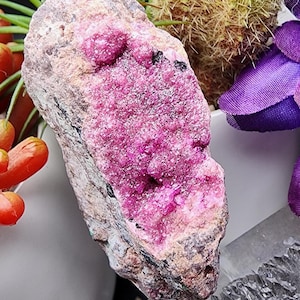 Vibrant Pink Cobaltoan Calcite on Matrix Crystal Mineral Specimen from DR Congo