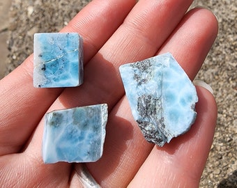 3pc Rough Larimar Specimen from The Dominican Republic