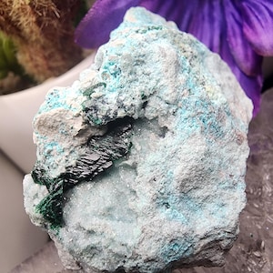 Druzy Chrysocolla with Malachite Raw Crystal Specimen from Congo