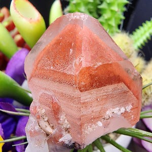Red Hematite Phantom Quartz Crystal from Zimbabwe