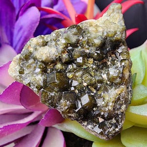 Green Demantoid Garnet Crystal Cluster from Namibia