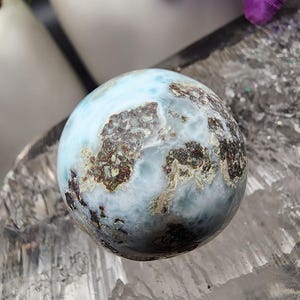 Polished Larimar Crystal Sphere: Dominican Republic Gemstone (33g)