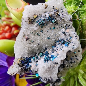 Beautiful Colorful Chalcopyrite Quartz Crystal Specimen