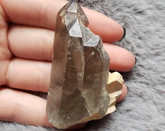 Smoky Quartz on Microcline Crystal Specimen