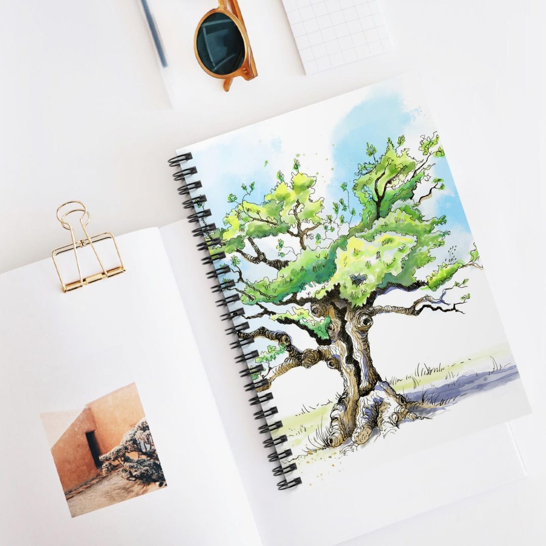 Tree Drawing Notebook Design Watercolor Tree Spiral Notebook: Ruled Journal, Nature Lover Gift - Etsy