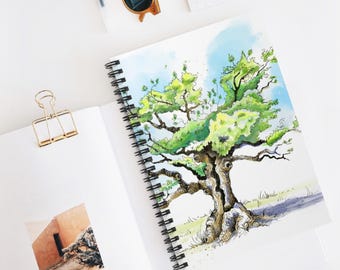 Watercolor Tree Spiral Notebook: Ruled Journal, Nature Lover Gift