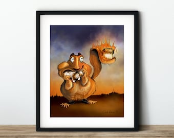 Digital Download / Squirrel Humor Wall Art / Animal Illustration