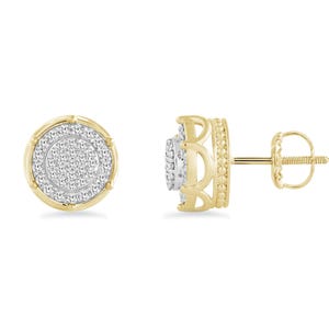 ARCHMAN® 925 Silver 10K/14K Gold Diamond Stud Earring - Men&#39;s Earring - Round Diamond Stud Earring Men&#39;s Jewelry