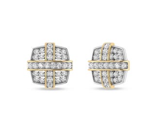 ARCHMAN Men's  Diamond Stud Earrings, 1.00Cttw Round Cut Natural Diamond Earrings, 10K/14K Solid Gold, Push-Back Studs, Men's Jewelry