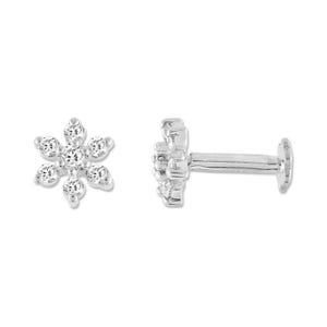 ALESSANDRA BETTINI Natural Diamond Women Nose Pin, 0.084 CTTW Round Cut Diamond Nose Pin, 10K/14K & 925 Sterling Silver Flower Stud image 4