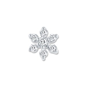 May include: A silver snowflake earring with clear cubic zirconia stones.