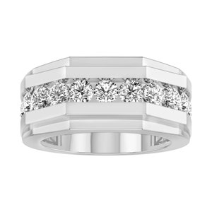 ARCHMAN® Lab Grown Diamond Rings For Men, 2/1Cttw Round Cut Lab Grown Diamond Wedding Band Ring for Men&#39;s