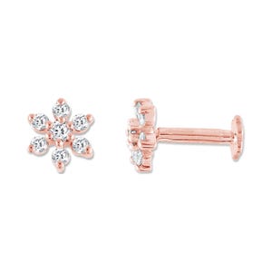 ALESSANDRA BETTINI Natural Diamond Women Nose Pin, 0.084 CTTW Round Cut Diamond Nose Pin, 10K/14K & 925 Sterling Silver Flower Stud image 8