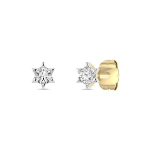 ALESSANDRA BETTINI® Diamond Earrings, 0.08 CTW Lab Grown Round Diamond Star Shape Studs,  Lab Created Earrings 10K, 14K & 18K Gold Studs