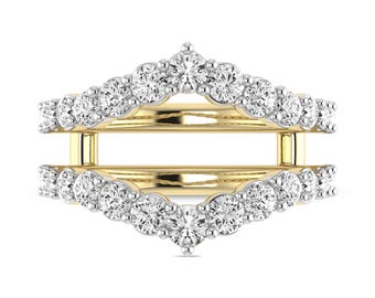 ALESSANDRA BETTINI® Lab-Grown Diamond Women's Enhancer Wrap Ring, 1.48 CTTW Round Cut Diamond Wedding Band, 14K/18K Solid Gold
