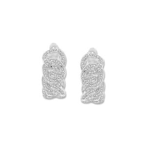 ALESSANDRA BETTINI® 1/5 Ct Natural Diamond Hoop Earrings – Cuban Link Chain Style | 925 Sterling Silver Statement Earrings for Women