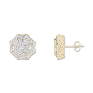 ARCHMAN® Men&#39;s Cluster Earrings, 1/2Ctw Round Cut Natural Diamond Stud Earrings, 925 Sterling Silver,10K/14K Gold