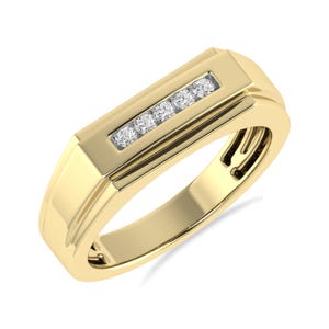 ARCHMAN® Lab-Grown Diamond Wedding Band, 0.090Cttw Round Diamond, 10K & 14K Gold, Anniversary Band/Ring, Men&#39;s Jewelry
