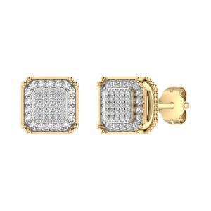 ARCHMAN® Men&#39;s Vintage Style Studs 10K/14K Gold Earrings Round Cut Diamond Earrings, Iced Out Cluster Studs Earrings