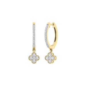 ALESSANDRA BETTINI® 1/2 ctw Natural Diamond Hoop Earrings / Solid 10K/14k/18k Gold / Flower Shape Hoops 19.2 MM Earrings / Anniversary Gift
