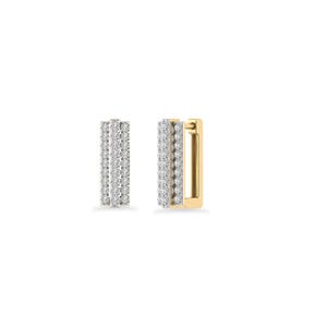 ALESSANDRA BETTINI® Real Gold Diamond Huggies, Small Hoop Earrings, Dainty Hoop Earrings, 3/4 Ctw Natural Diamond Huggies 10K 14K 18K Gold