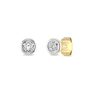ALESSANDRA BETTINI® Minimalist Solitaire Diamond Studs – 0.010 CTTW Lab Grown Round Cut Diamond, Solid Gold Earrings, Mini Diamond Earrings