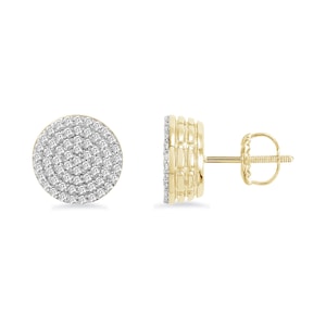ARCHMAN® Mens Cluster Diamond Stud Earrings 1/2 Cttw Round Cut Iced Out Natural Diamond Stud Screw Back Earring Unisex